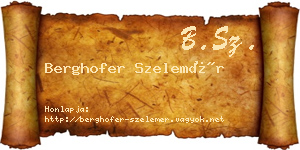 Berghofer Szelemér névjegykártya